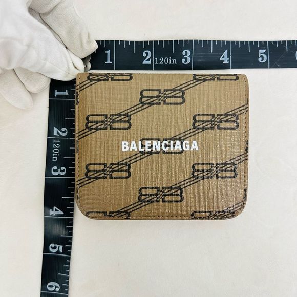 Balenciaga Signature BB Monogram Tan Brown Small Compact Wallet - Picture 11 of 11